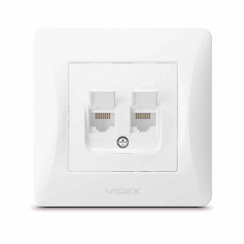 Розетка CAT6+CAT6 подвійна комп'ютерна біла BINERA, Videx