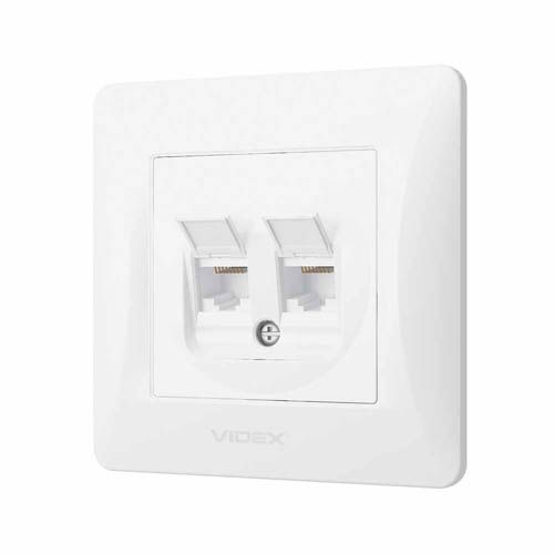 Розетка CAT6+CAT6 подвійна комп'ютерна біла BINERA, Videx