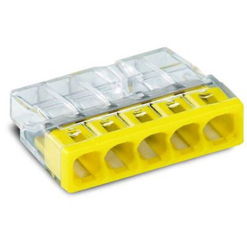 Клема COMPACT PUSH WIRE 5-провідна 0,5-2,5мм.кв прозора/жовта без пасти, WAGO
