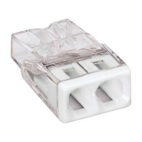 Клема COMPACT PUSH WIRE 2-провідна 0,5-2,5мм.кв прозора/біла з пастою, WAGO