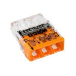 Клема COMPACT PUSH WIRE 3-провідна 0,5-2,5мм.кв прозора/помаранчева з пастою, WAGO