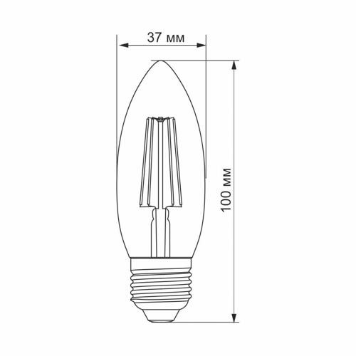 Лампа світлодіодна Filament C37FA 4Вт E27 2200К бронза, Videx