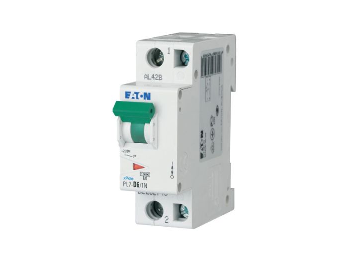 Автоматичний вимикач PL6-D6/1N 2p D 6А 10кА, Eaton