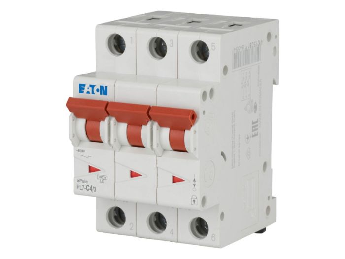 Автоматичний вимикач PL6 C4/3 3p С 4А 10кА, Eaton