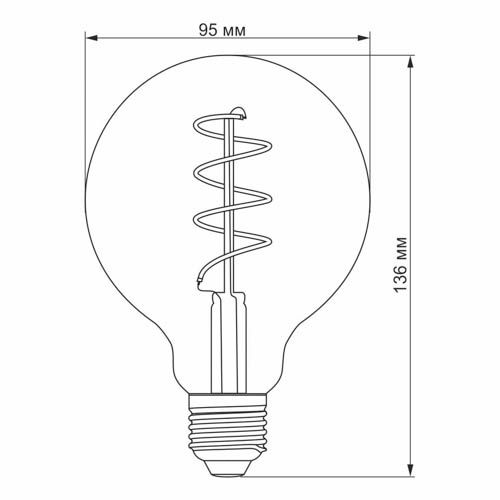 Лампа світлодіодна Filament G95FASD 5Вт E27 2200К дімерна бронза, Videx