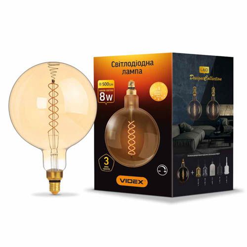 Лампа світлодіодна Filament G200FASD 8Вт E27 2200К дімерна бронза, Videx