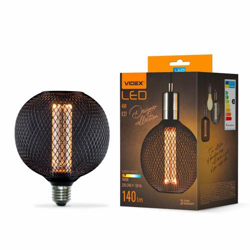 Лампа світлодіодна Filament VL-DBMC125150 4Вт E27 1800К Black Chainmail style, Videx