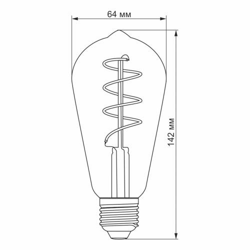 Лампа світлодіодна Filament ST64FGD 4Вт E27 2100К дімерна графіт, Videx