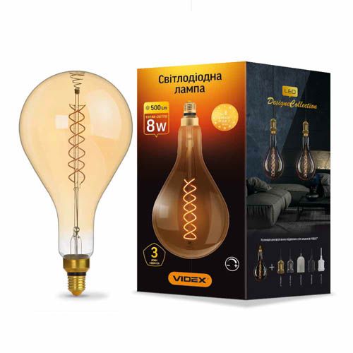 Лампа світлодіодна Filament PS160FASD 8Вт E27 2200К дімерна бронза, Videx