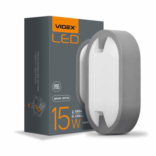 Світильник світлодіодний овальний 15Вт 5000К сірий IP65, Videx