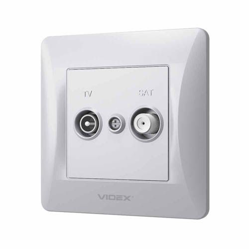 Розетка TV+SAT кінцева срібний шовк BINERA, Videx