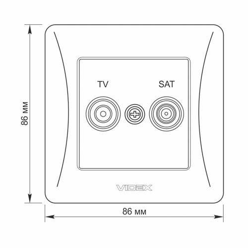 Розетка TV+SAT кінцева срібний шовк BINERA, Videx