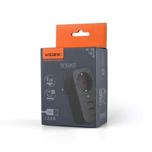Мережевий адаптер ONCORD з/з 1п 2.4A 2USB+USB-C Black, Videx