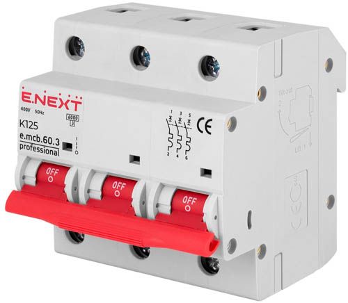 Автоматичний вимикач E.Next e.mcb.pro.60.3.K 125А 3P K 6кА (p0430008)