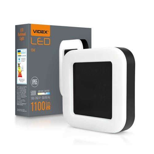 Світильник світлодіодний ART IP65 квадратний 15Вт 5000К чорний, Videx