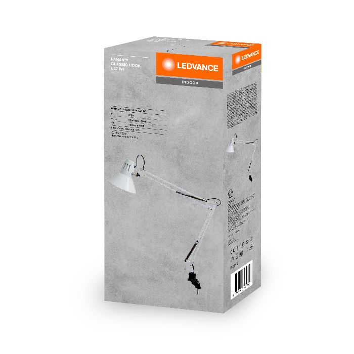 Лампа настільназі струбциною PANAN CLASSIC HOOK E27 40Вт біла мател, Ledvance