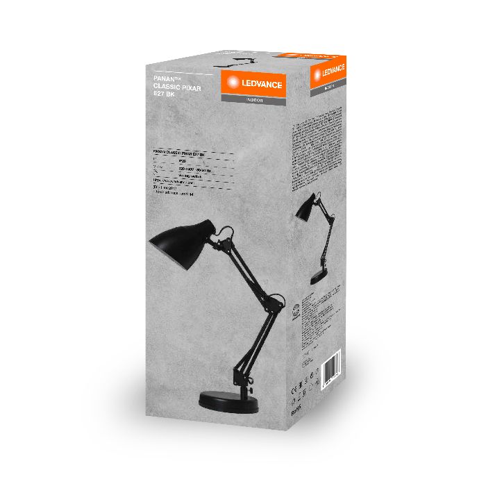 Лампа настільна PANAN CLASSIC PIXAR E27 40Вт чорна метал, Ledvance
