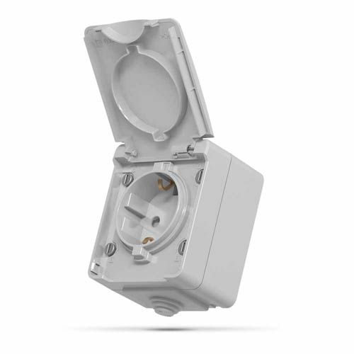 Розетка зовнішня одинарна із заземленням сіра BINERA IP65, Videx