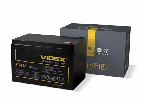 Акумулятор свинцево-кислотний 6FM12 12V/12Ah color box 1, Videx
