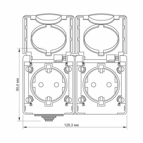 Розетка зовнішня подвійна із заземленням сіра BINERA IP65, Videx