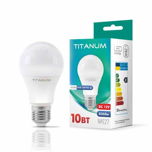 Лампа світлодіодна A60 12V 10Вт E27 4100К, TITANUM