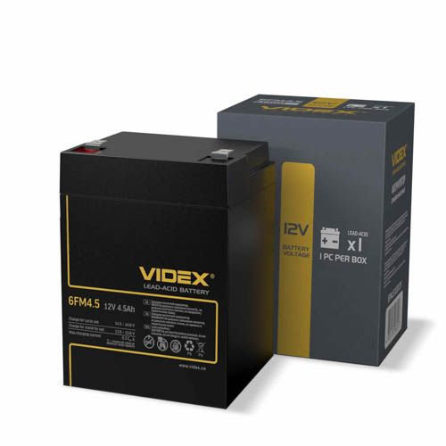 Акумулятор свинцево-кислотний 6FM4.5 12V/4.5Ah color box 1, Videx