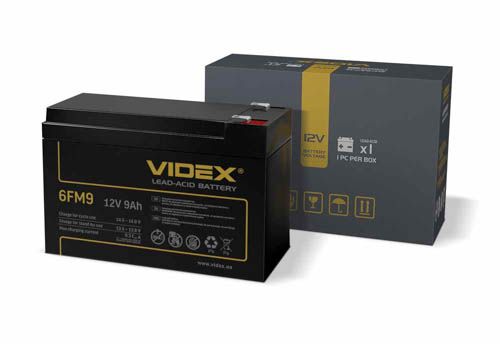 Акумулятор свинцево-кислотний 6FM9 12V/9Ah color box 1, Videx