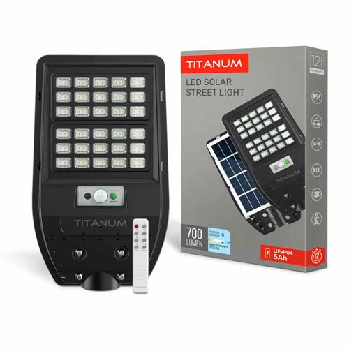 Світильник сонячний сенсорний 700Лм 5000К IP54, TITANUM