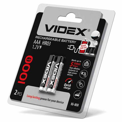 Акумулятори HR03/AAA 1000mAh double blister/2шт, Videx