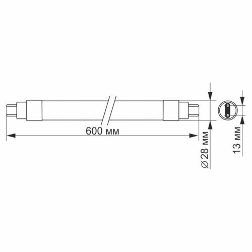 Лампа світлодіодна T8b 9Вт 0.6M 6200К матова, Videx