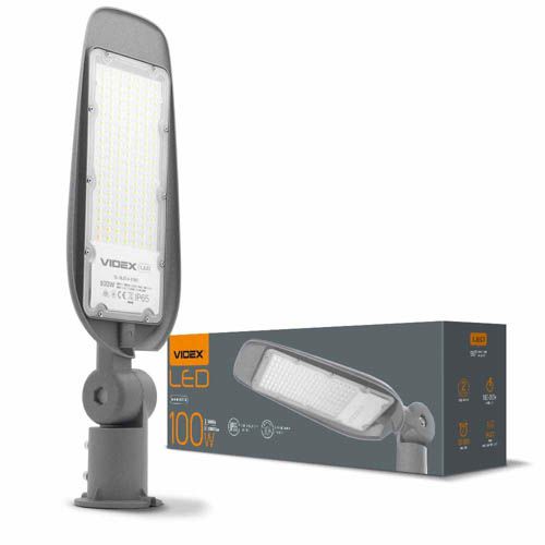 Ліхтар вуличний світлодіодний(поворотний) 100Вт 5000К Сірий, Videx