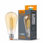 Лампа світлодіодна Filament ST64FA 10Вт E27 2200К бронза, Videx