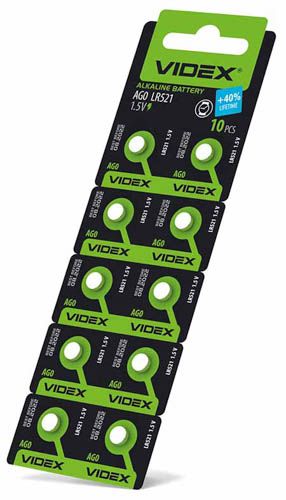 Батарейка годинникова AG 0/LR521 BLISTER CARD 10 шт, Videx