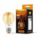 Лампа світлодіодна Filament A60FA 10Вт E27 2200К бронза, Videx