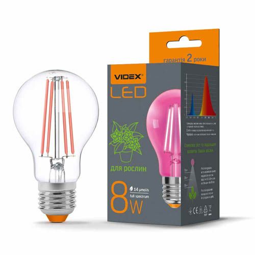 Лампа світлодіодна Filament A60FF 08Вт E27 1200К, Videx