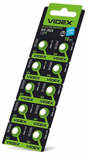 Батарейка годинникова AG 4/LR626 BLISTER CARD 10 шт, Videx
