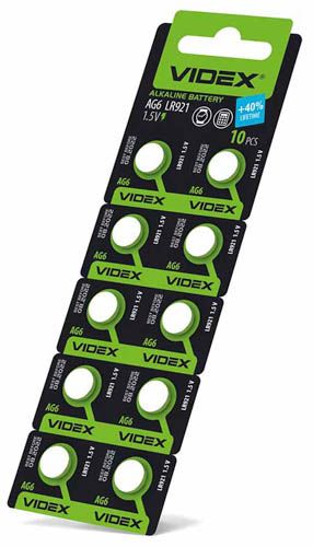 Батарейка годинникова AG 6/LR921 BLISTER CARD 10 шт, Videx