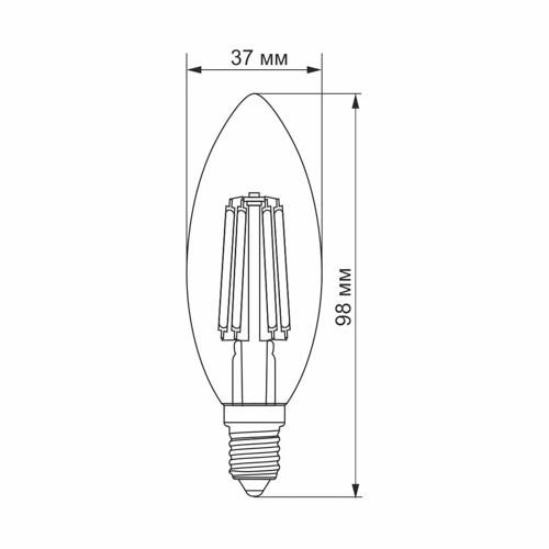 Лампа світлодіодна Filament C37F 6Вт E14 4100К, Videx