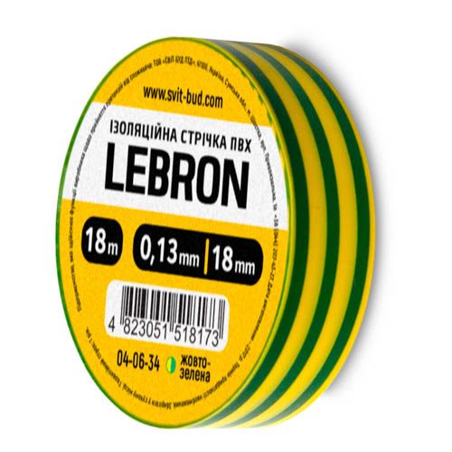 Ізострічка ПВХ 18ммx18м жовто-зелена, Lebron