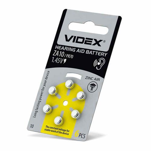 Батарейка повітряно цинкова ZA10 (PR70) BLISTER 6, Videx