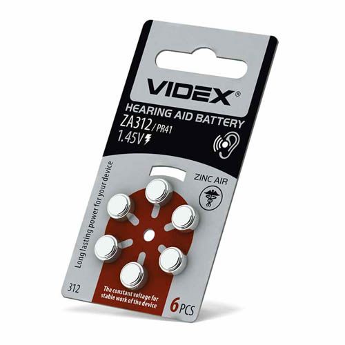 Батарейка повітряно цинкова ZA312 (PR41) BLISTER 6, Videx