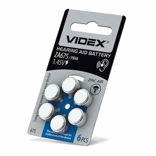 Батарейка повітряно цинкова ZA675 (PR44) BLISTER 6, Videx