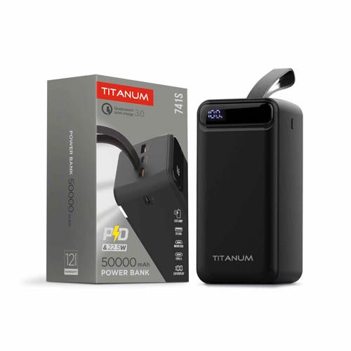 Повербанк 50000mAh 741S 22.5W Black, TITANUM