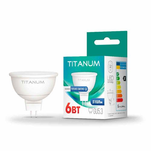 Лампа світлодіодна MR16 6Вт GU5.3 3000К, TITANUM
