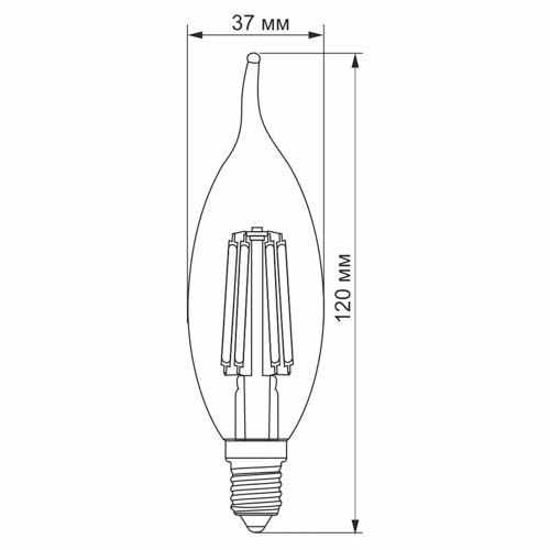 Лампа світлодіодна Filament C37FtA 6Вт E14 2200К бронза, Videx
