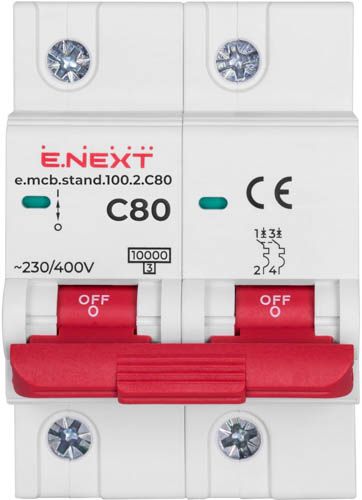 Автоматичний вимикач E.Next e.mcb.stand.100.2.C80 80А 2P C 10кА (s002209)