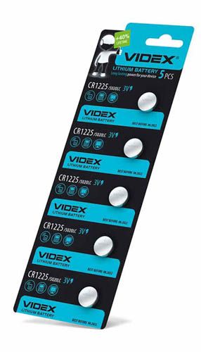 Батарейка літієва CR1225 5шт BLISTER CARD, Videx