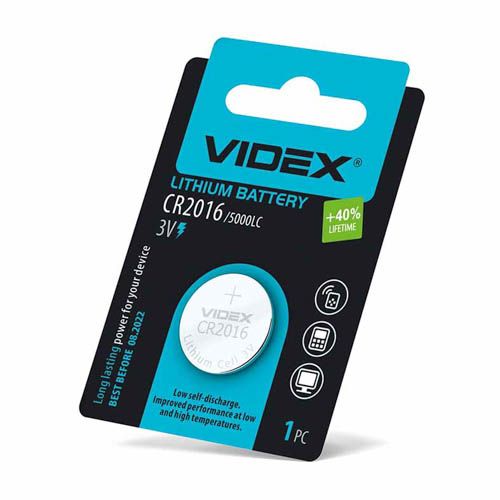 Батарейка літієва CR2016 1шт BLISTER CARD, Videx