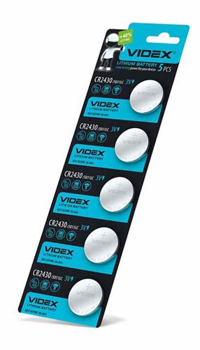 Батарейка літієва CR2430 5шт BLISTER CARD, Videx