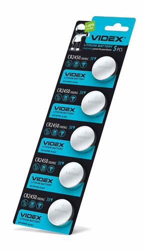 Батарейка літієва CR2450 5шт BLISTER CARD, Videx